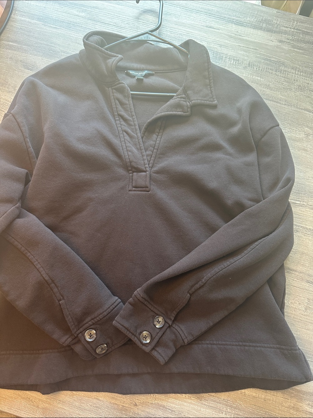 Banana Republic Dark Brown Quarter-Placket Pullover